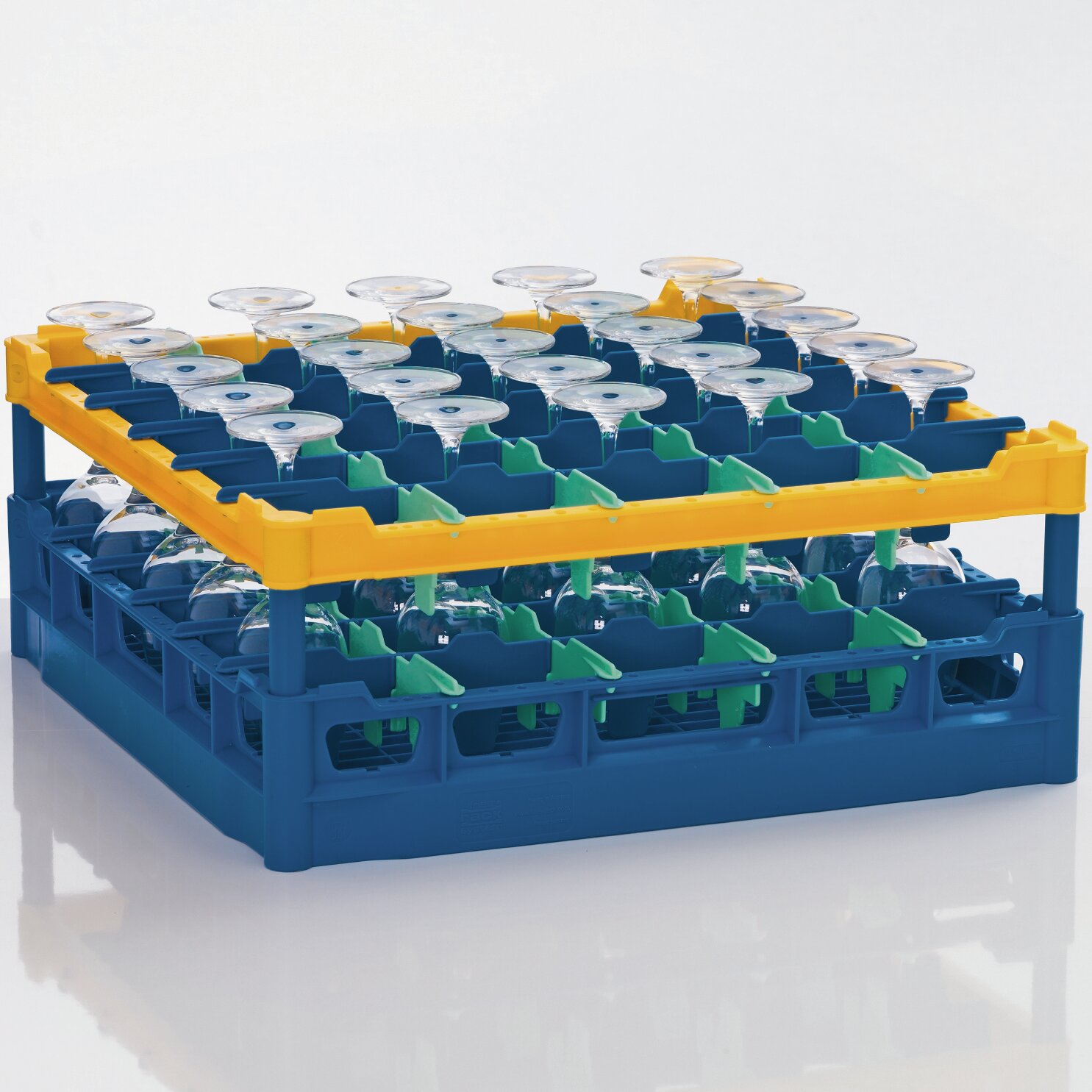 Gläserkorb Kunststoff für 30 Gläser / 500 x 500 mm / max. Glashöhe 160 mm gelb