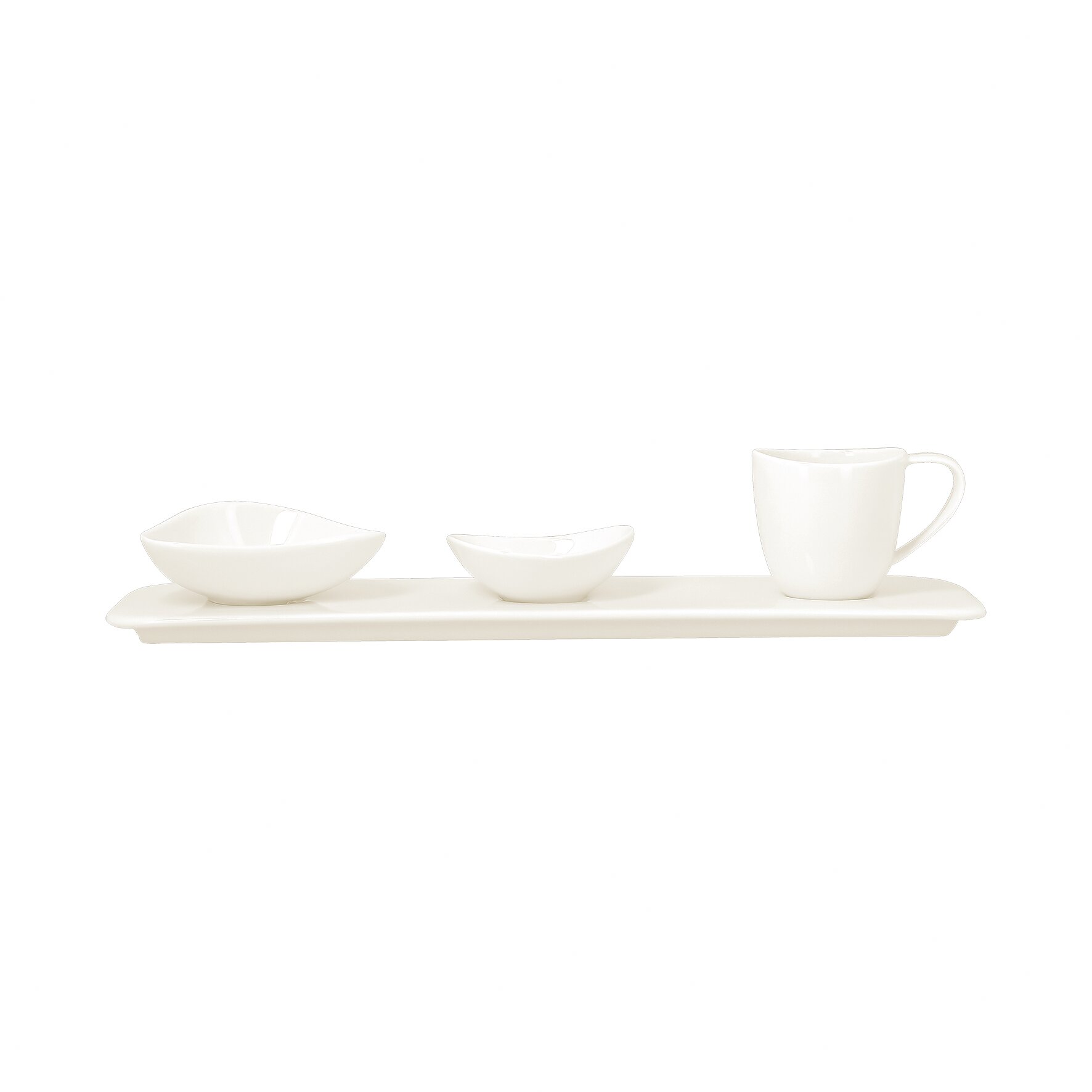 Platte rechteckig shaped mit 3 Ringen 360 x 100 mm plain-white
