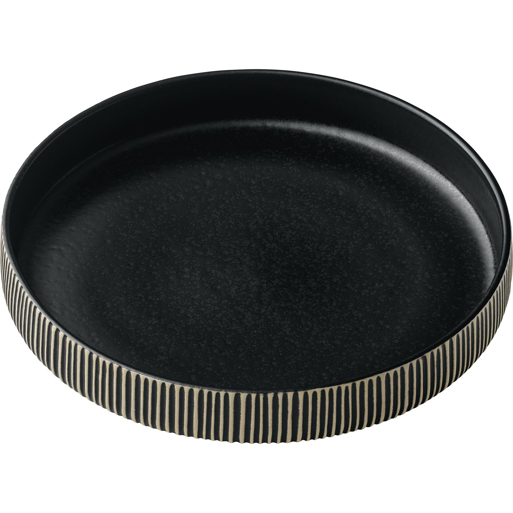 Teller tief rund hoher Rand Relief 240 mm / 1,30 l schwarz / weiß Nara schwarz/weiß