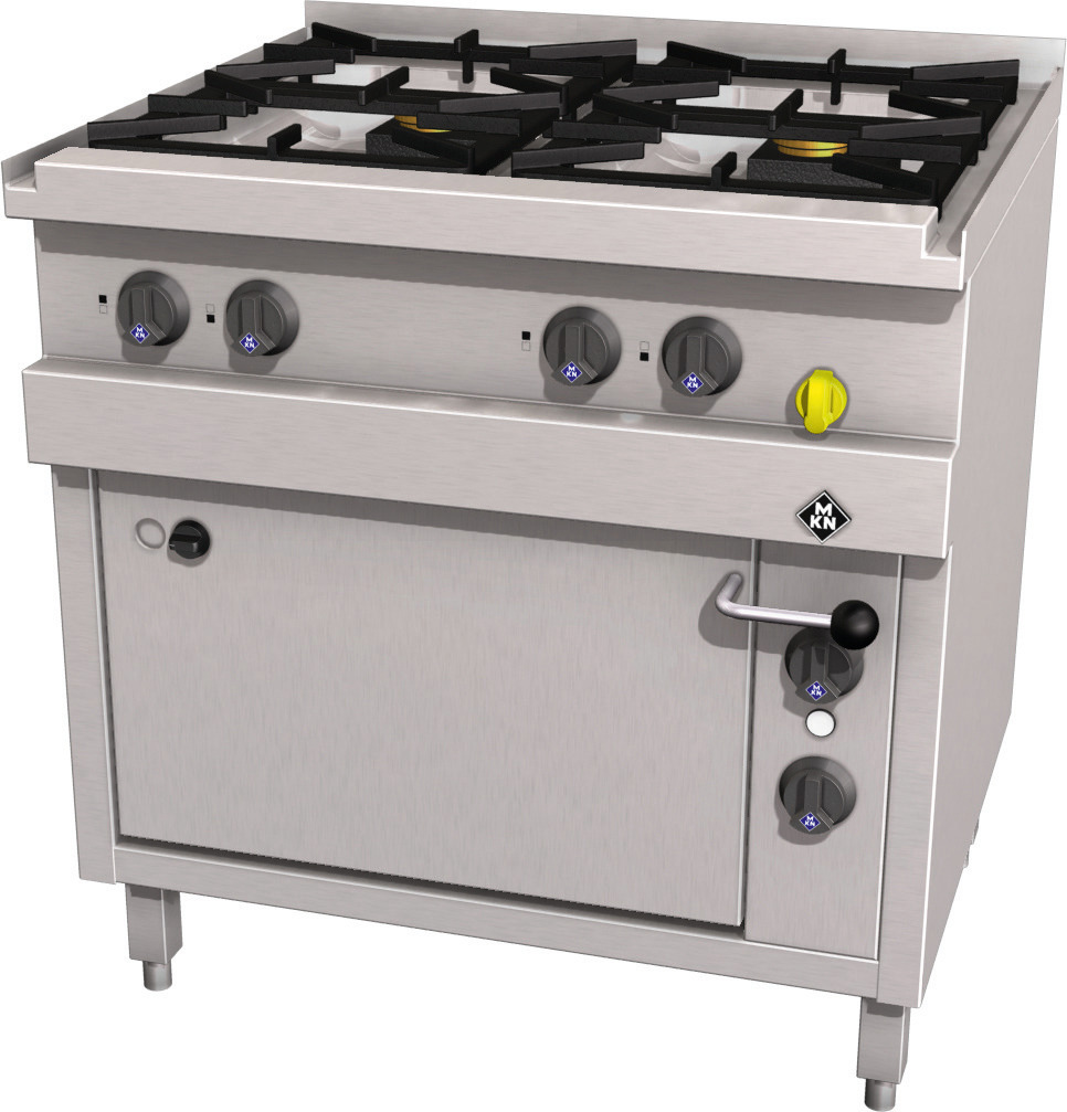 Gas-Herd 4-flammig mit Elektrobackofen GN 1 1/2 Optima 700