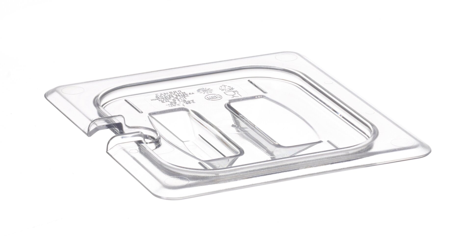 GN-Deckel GN 1/6 176 x 162 mm mit Griff und Aussparung Polycarbonat transparent