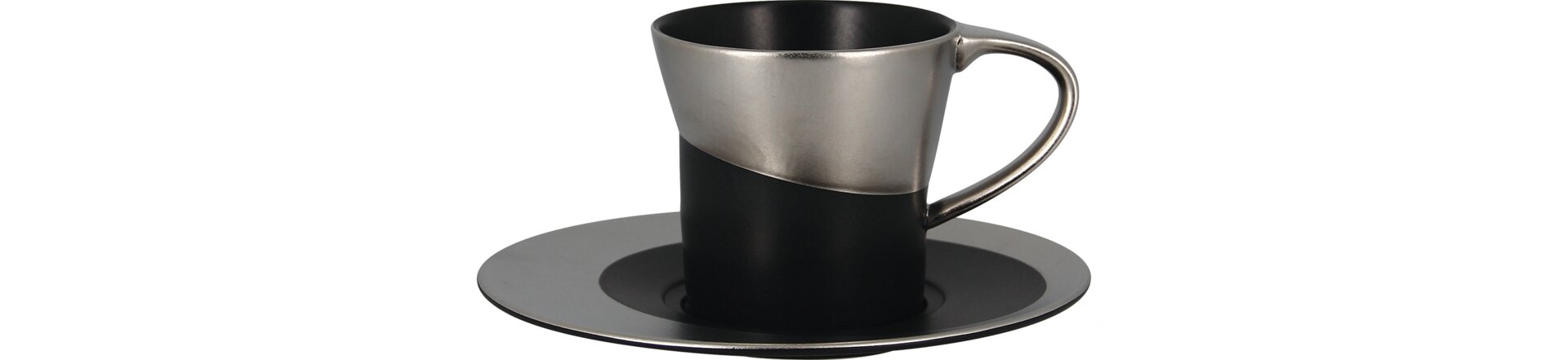 Untertasse 170 mm schwarz / silber