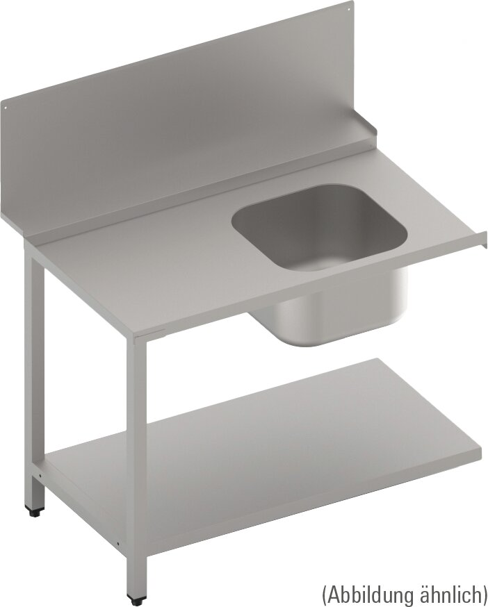 Zulauftisch mit Becken und Ablagebord 700 mm breit