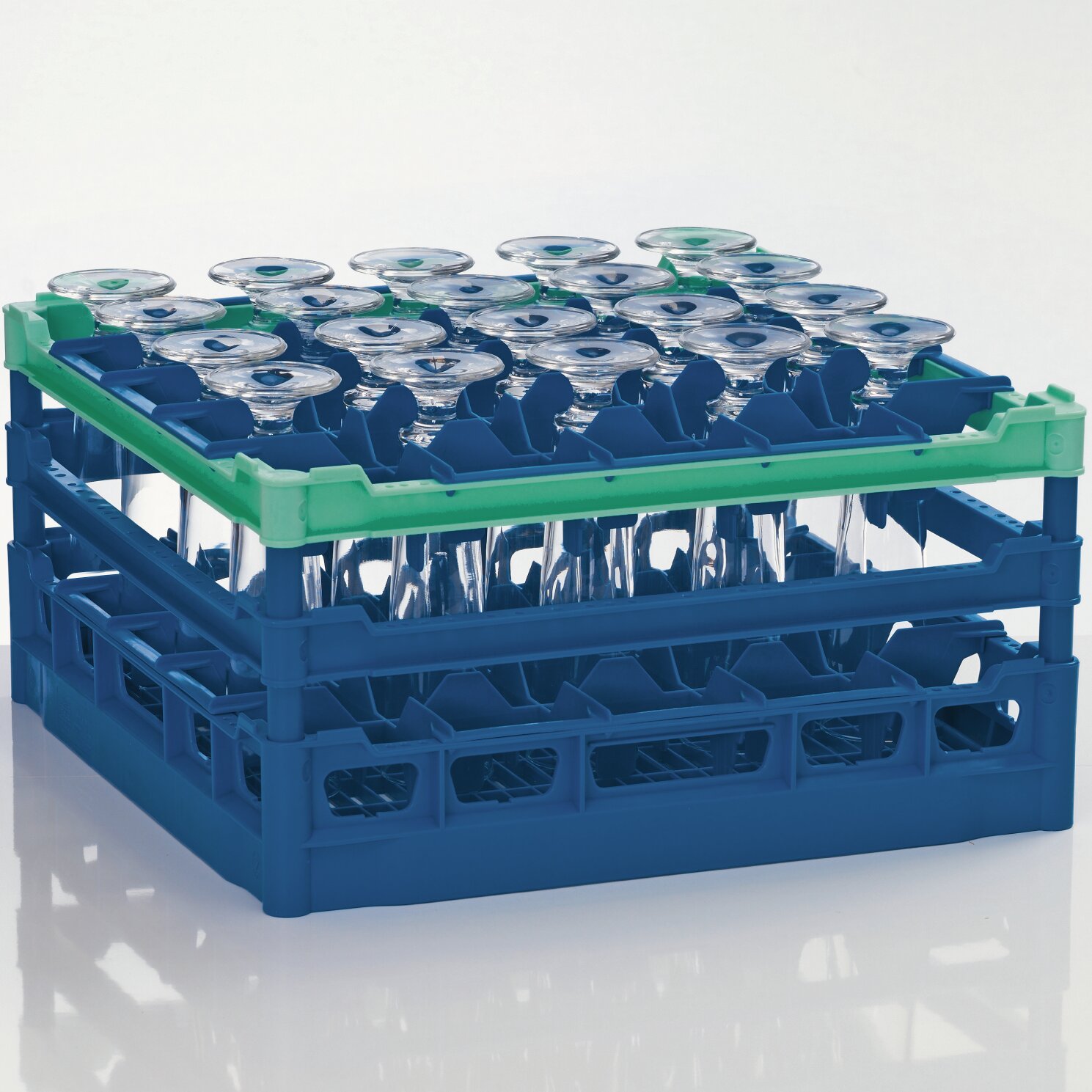 Gläserkorb Kunststoff für 25 Gläser / 500 x 500 mm / max. Glashöhe 210 mm grün
