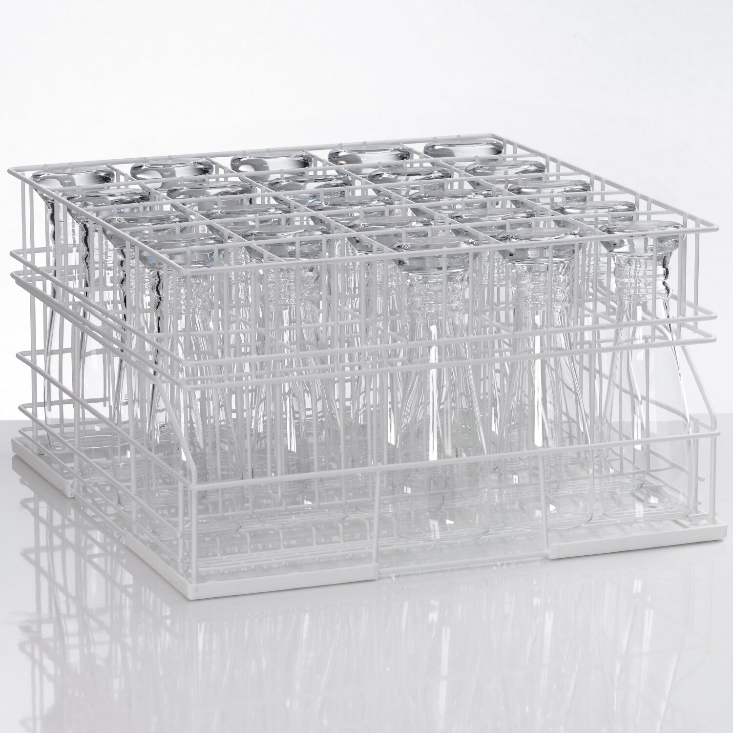 Gläserkorb aus Drahtgitter Größe L /  5 Reihen / 25 Gläser / 500 x 500 x 280mm