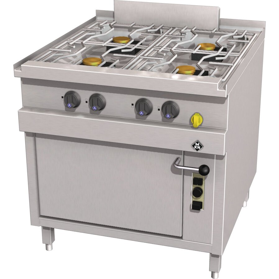 Gas-Herd 4-flammig mit Gasbackofen  GN 2/1 Optima 850