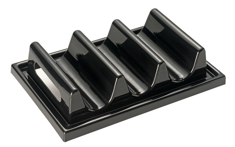 Snackpresenter 290 x 190 x 65 mm 3 Mulden mit Saftrille und Griffmulde