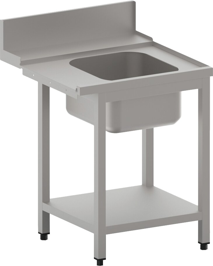 Zulauftisch rechts mit Becken und Ablagebord, 1200 mm