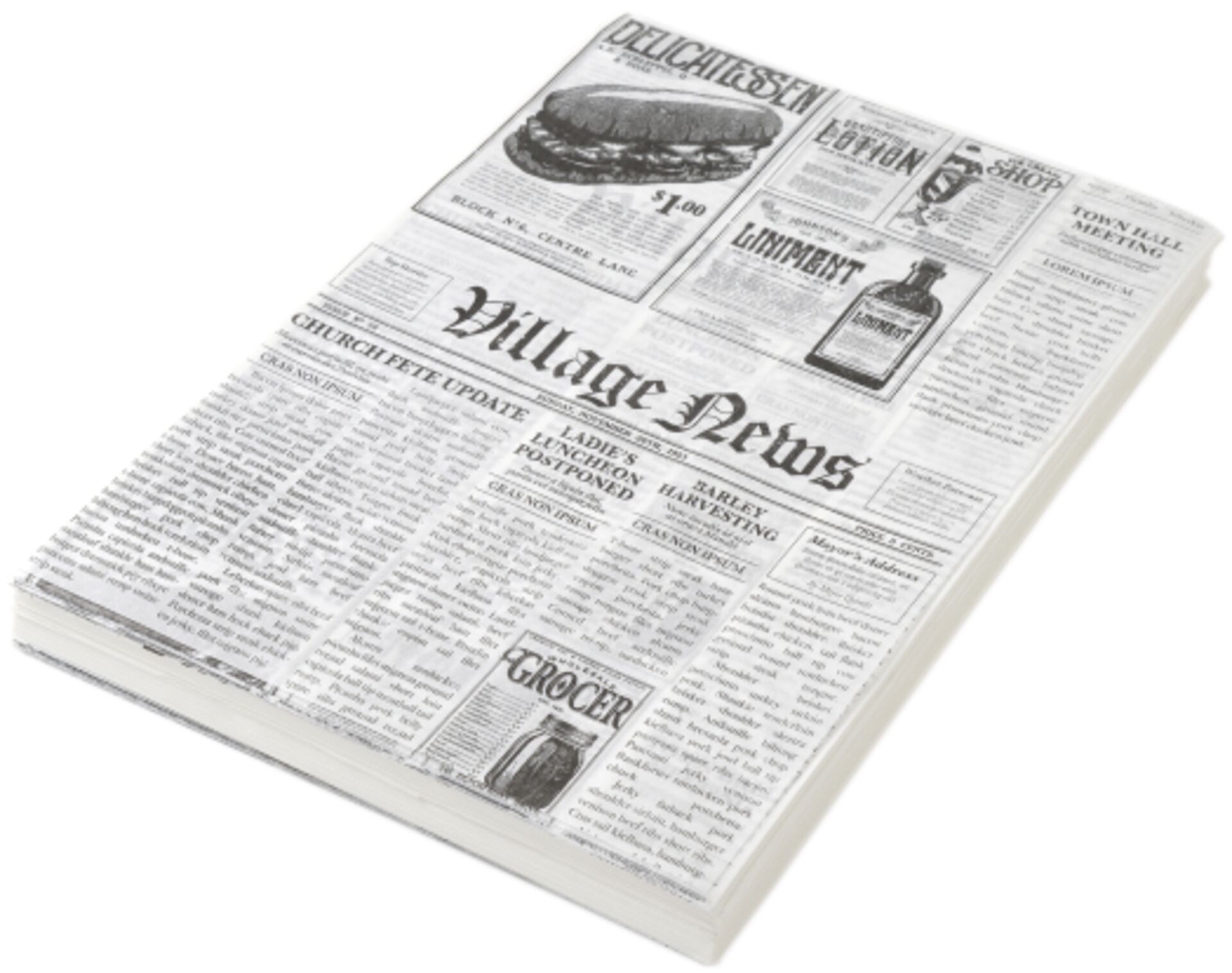 Einschlagpapier"Zeitungsdruck" 2 5x35 cm