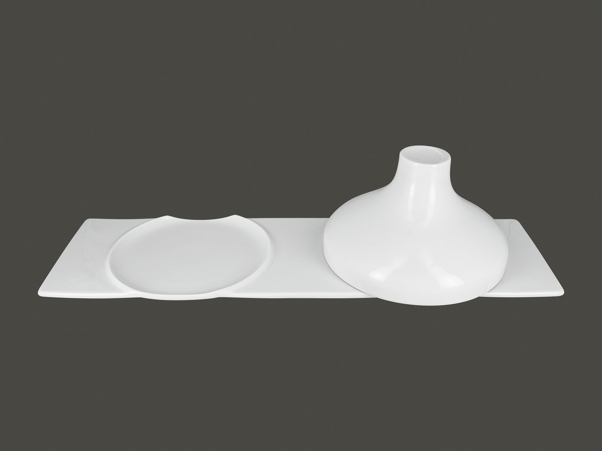 Gourmetplatte für Bambusdämpfer + Cloche 410 x 120 mm plain-white
