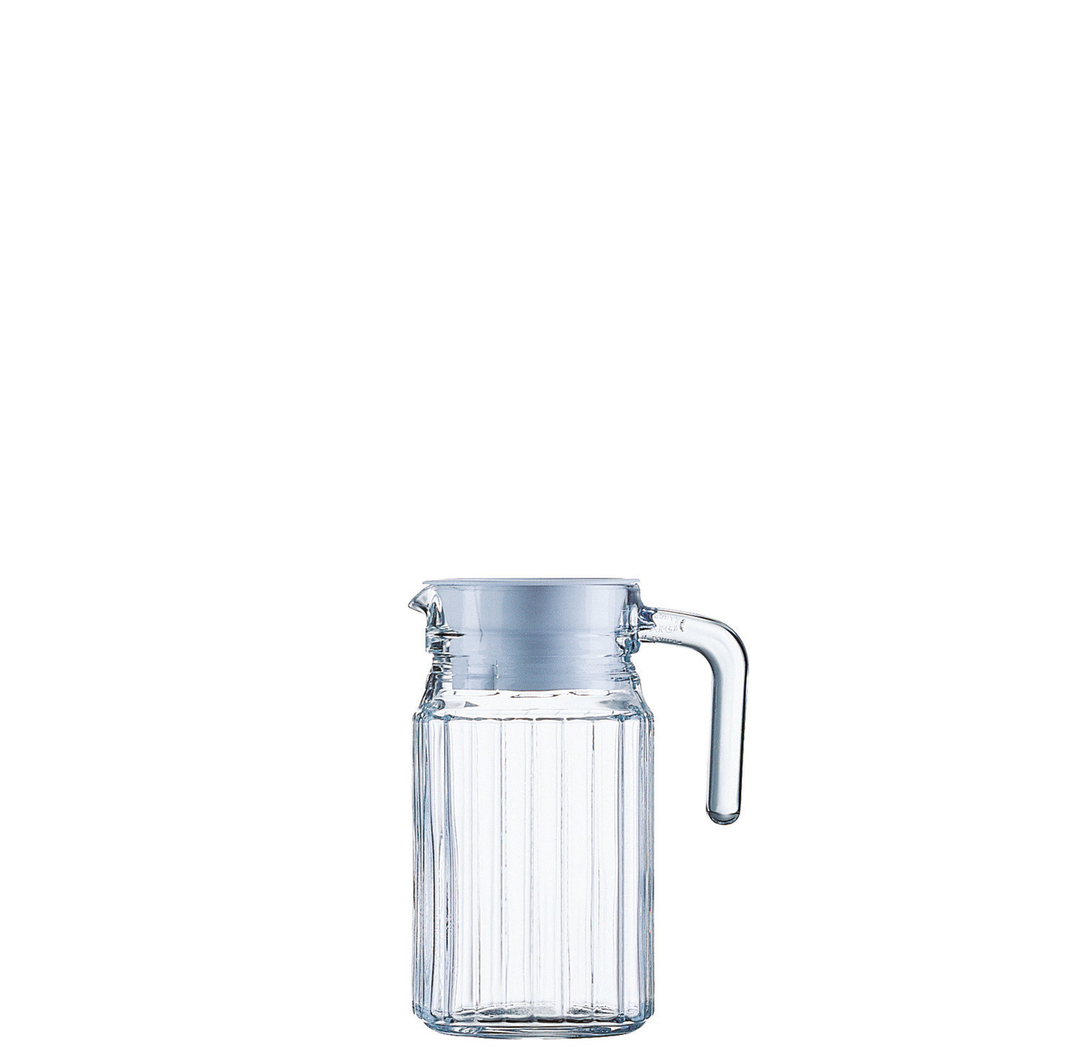 Kühlschrankkrug mit Kunststoffdeckel und Henkel 85 mm / 0,50 l transparent