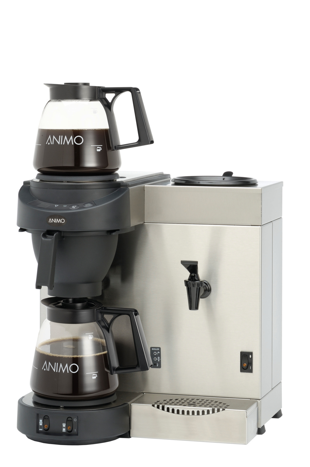 Filterkaffeemaschine 1,80 l schwarz mit 2 Glaskannen / mit Wasseranschluss