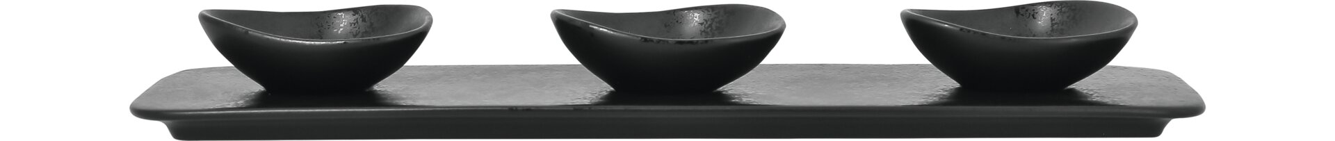 Platte rechteckig shaped mit 3 Ringen 360 x 100 mm schwarz