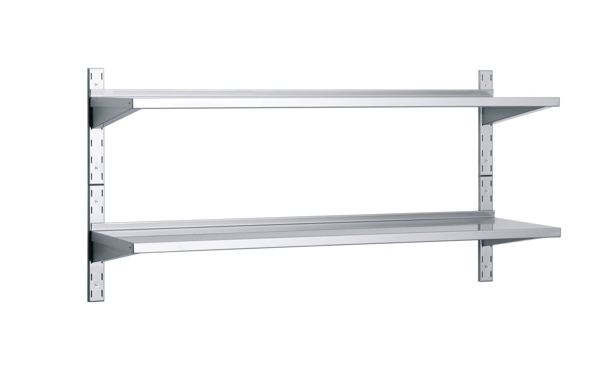 2 Wandborde mit Wandkonsolen mit 20 mm Aufkantung 800 x 300 x 700 mm