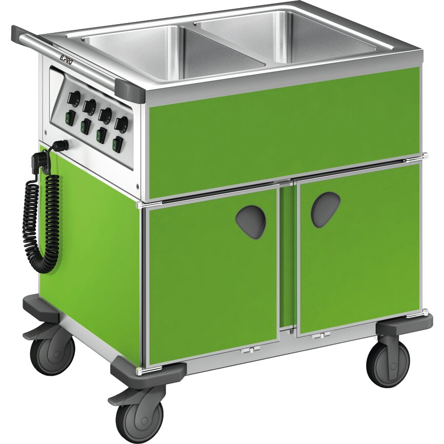 Speisenausgabewagen 2 x GN 1/1 / mit Temperaturregler / 2 Schrankräume