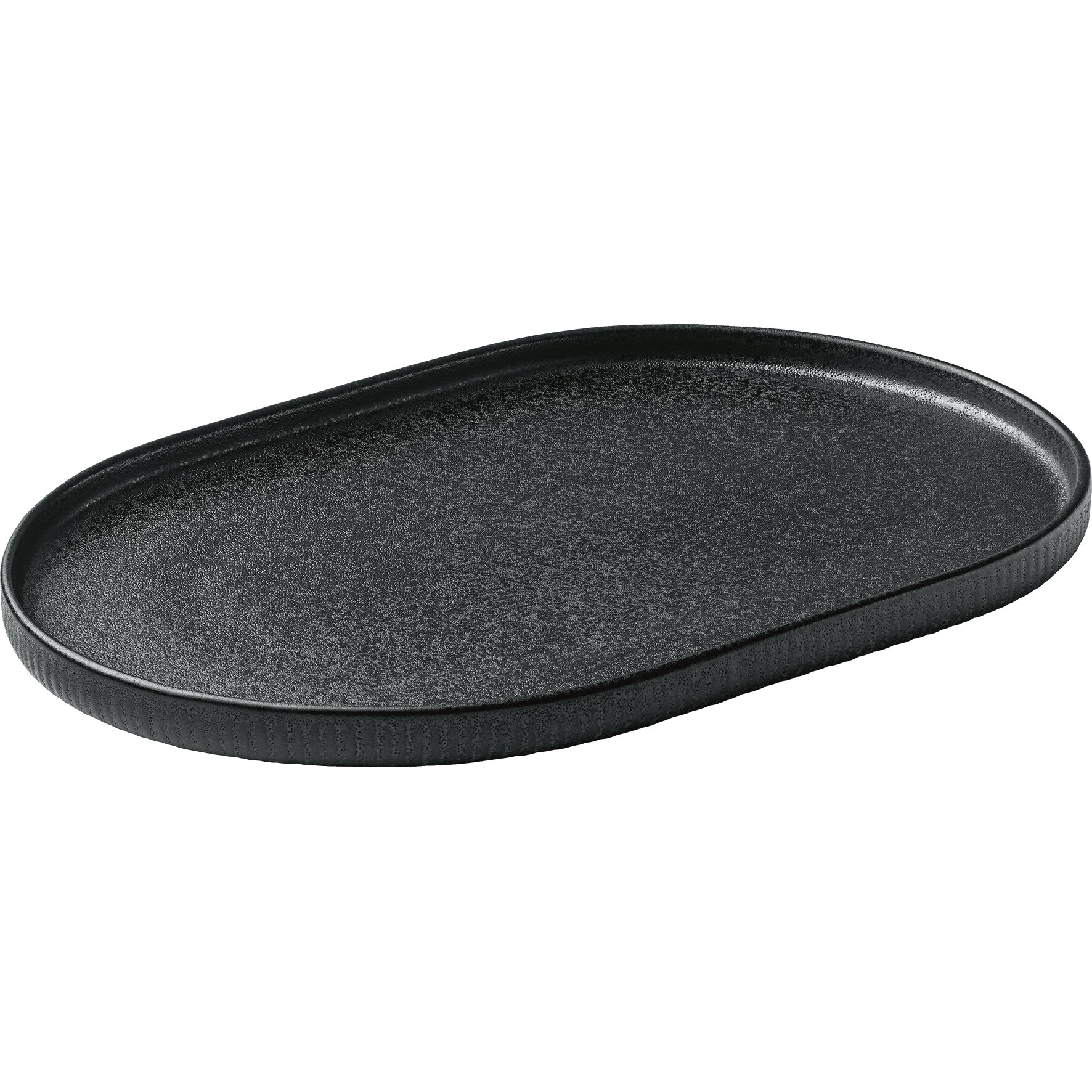 Platte oval Relief 300 x 200 mm schwarz Nara schwarz