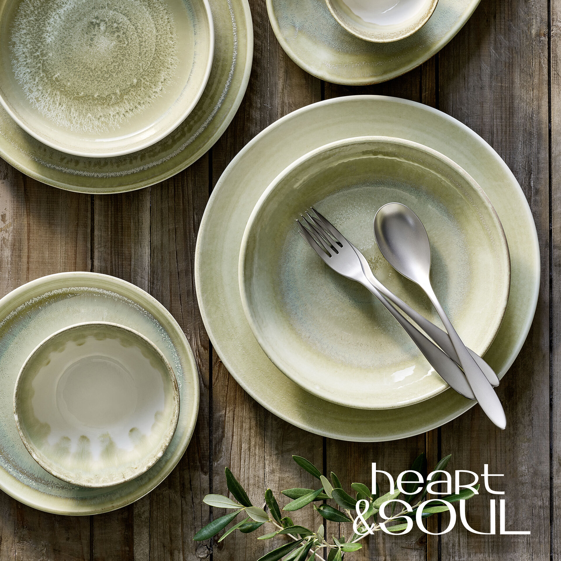 Porzellanserie "Heart & Soul" Thyme Teller Coup flach Ø30cm "Heart & Soul" Thyme