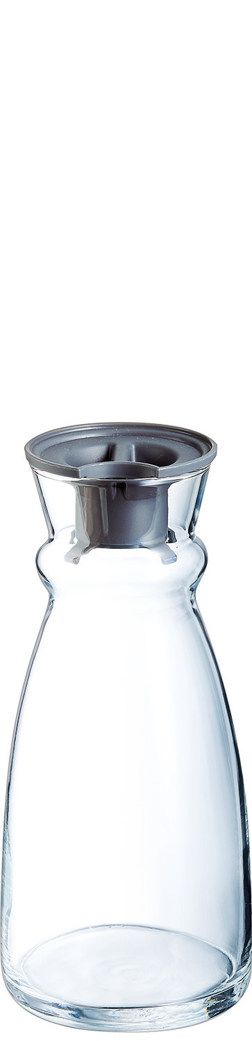 Karaffe mit schwarzem Kunststoffdeckel 107 mm / 0,75 l transparent