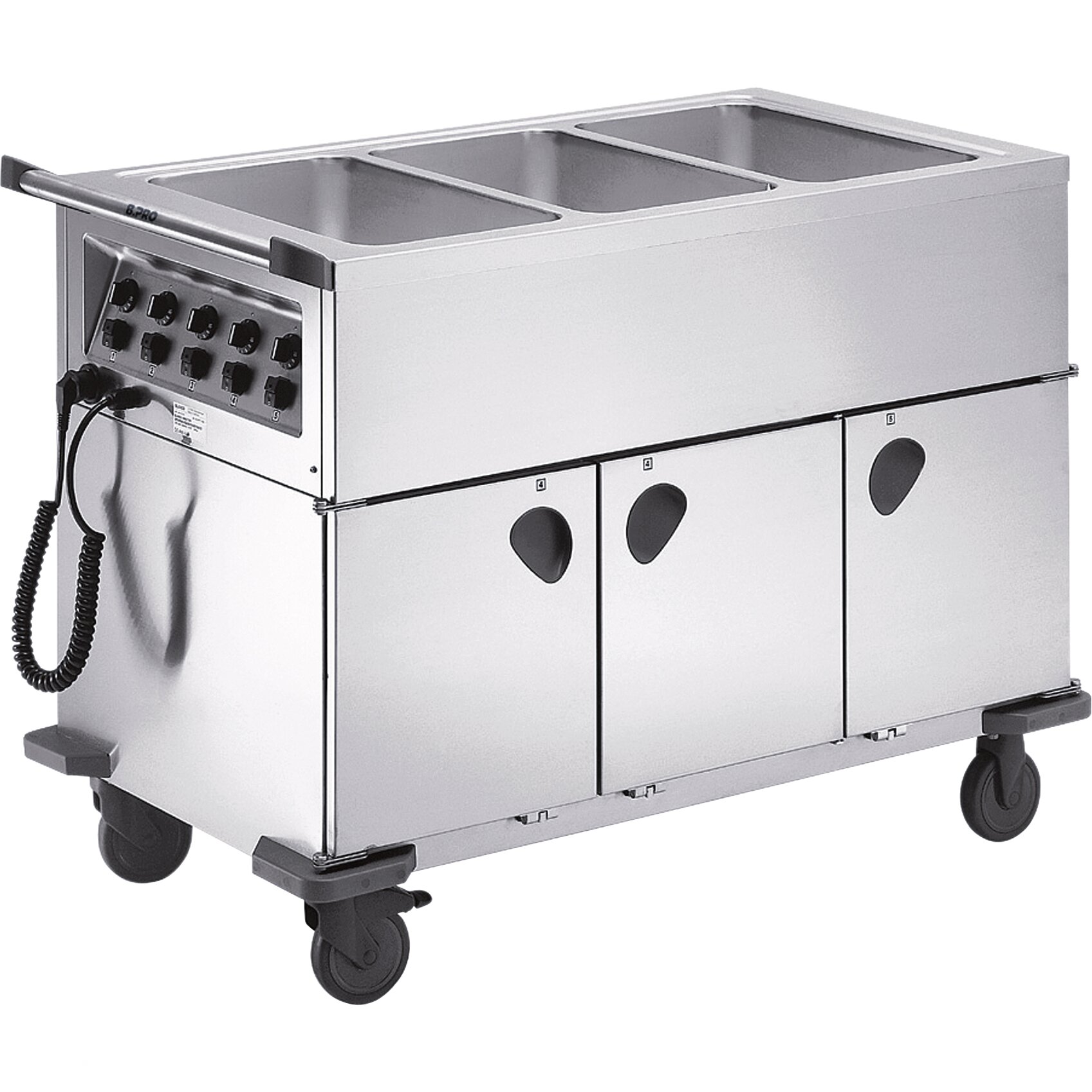 Speisenausgabewagen 3 x GN 1/1 / mit Temperaturregler / 3 Schrankräume