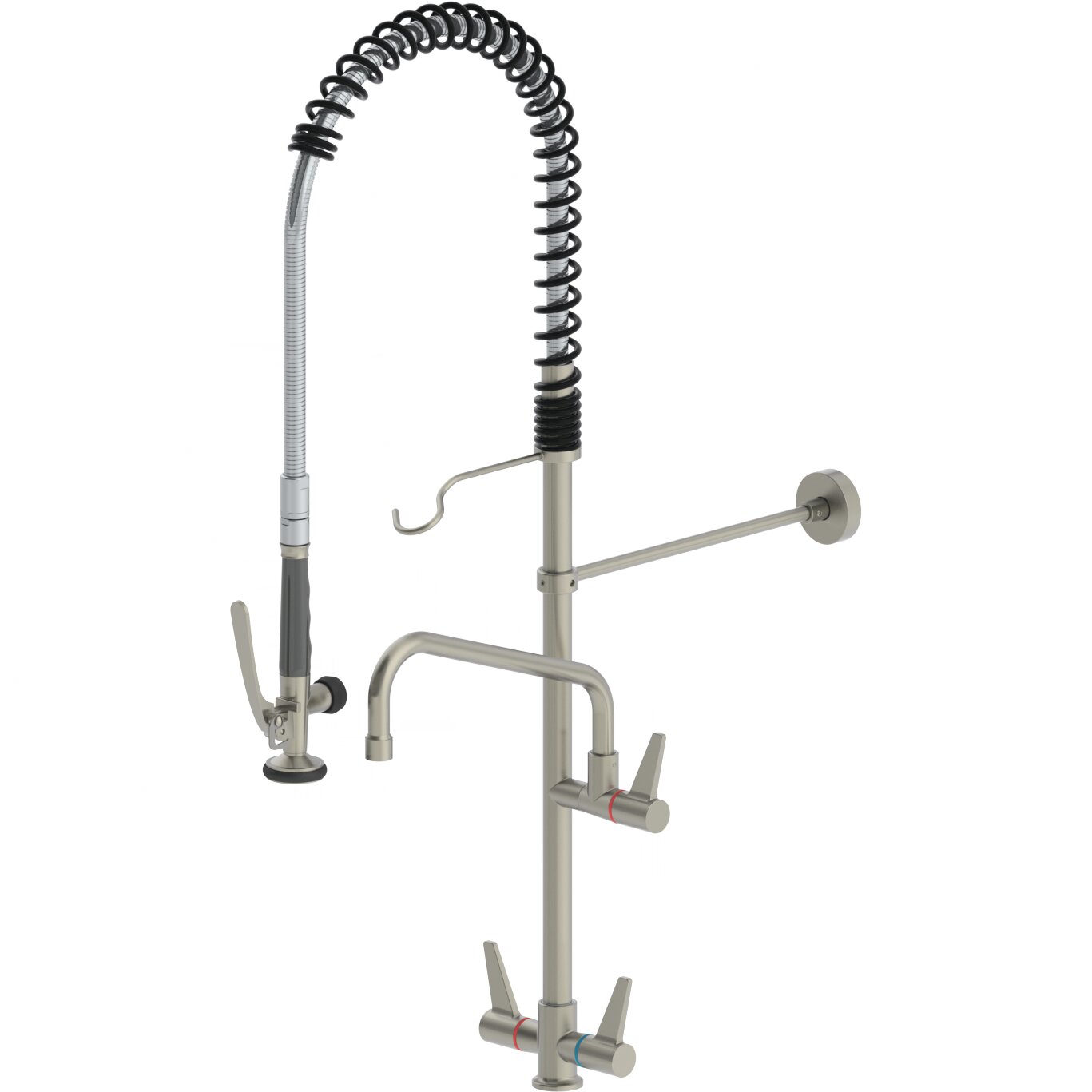 Edelstahl-Geschirrbrause mit Zweigriffm. u. Auslauf f. Einlochmontage silver