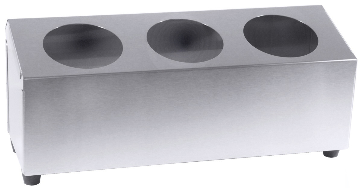 Besteckbehälter für 3 Besteckköcher 425 x 150 x 150 mm seidenmatt poliert