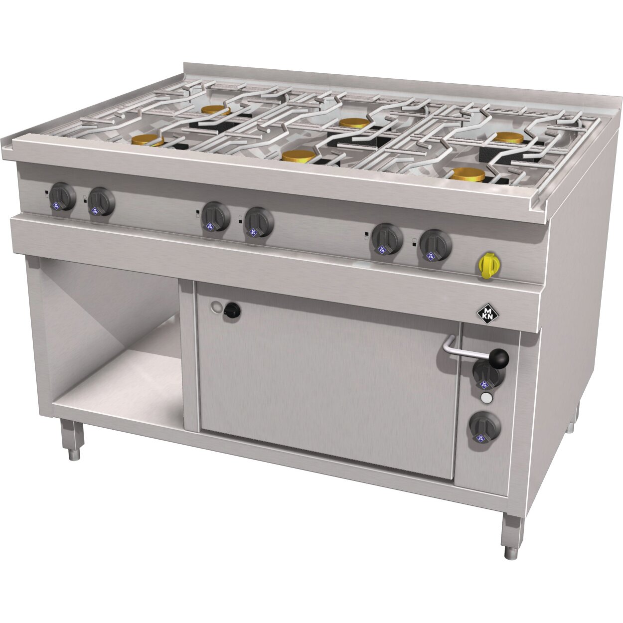 Gas-Herd 6-flammig mit Elektrobackofen  GN 2/1 Optima 850