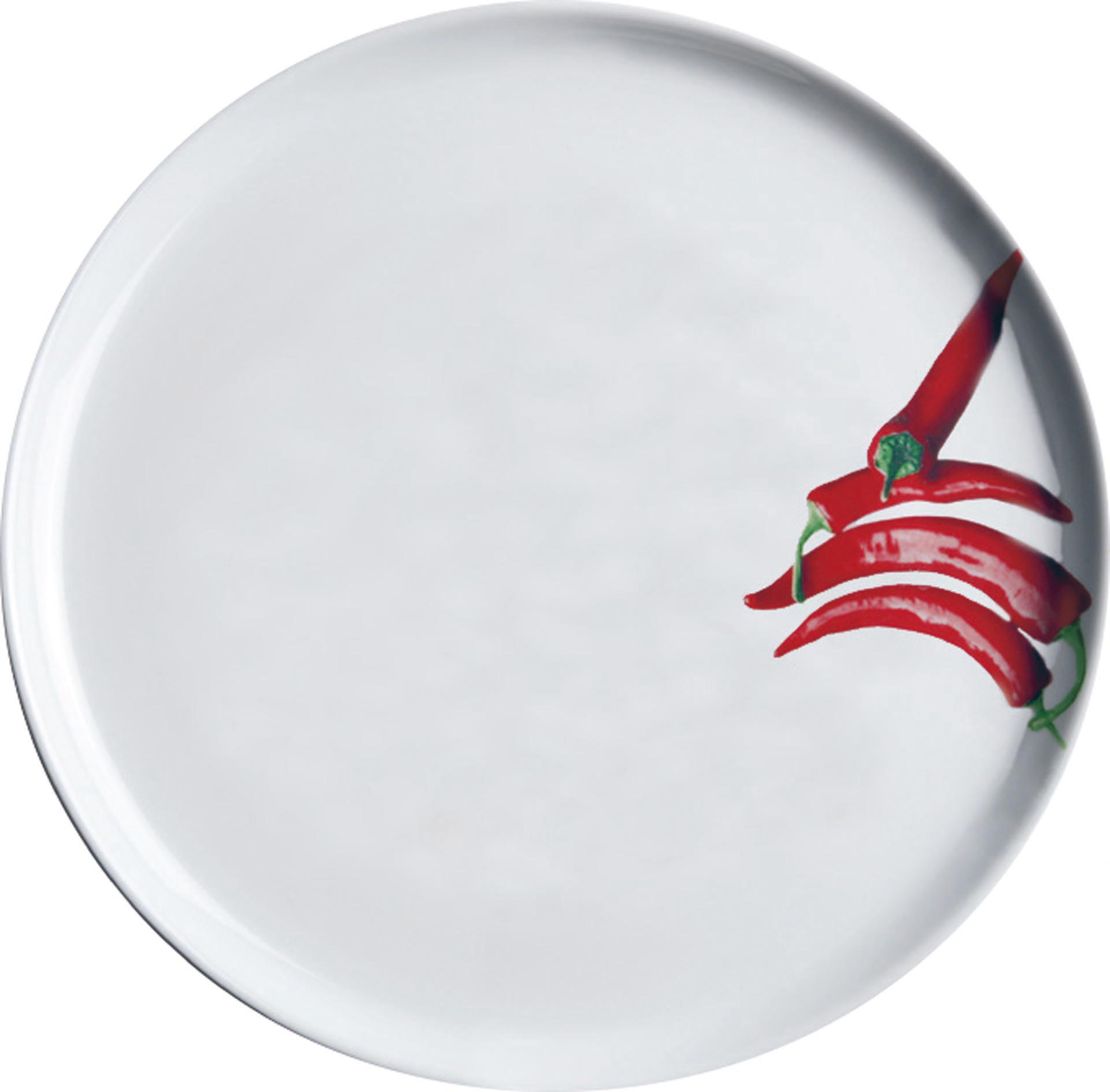 Pizzateller weiß mit Dekor "Peperoni" 30 cm Pizzateller weiß mit Dekor "Peperoni" 30 cm