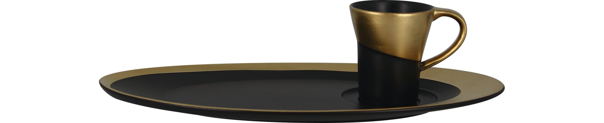 Untertasse oval 290 x 160 mm für GICU23/GICU09 schwarz / gold