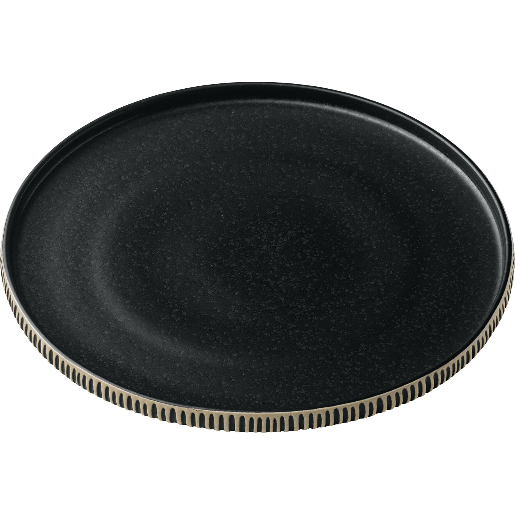Teller flach rund hoher Rand Relief 270 mm schwarz / weiß Nara schwarz/weiß
