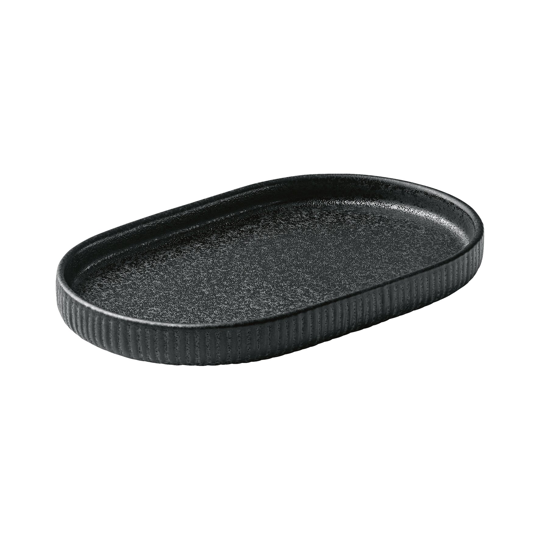 Platte oval Relief 180 x 110 mm schwarz Nara schwarz