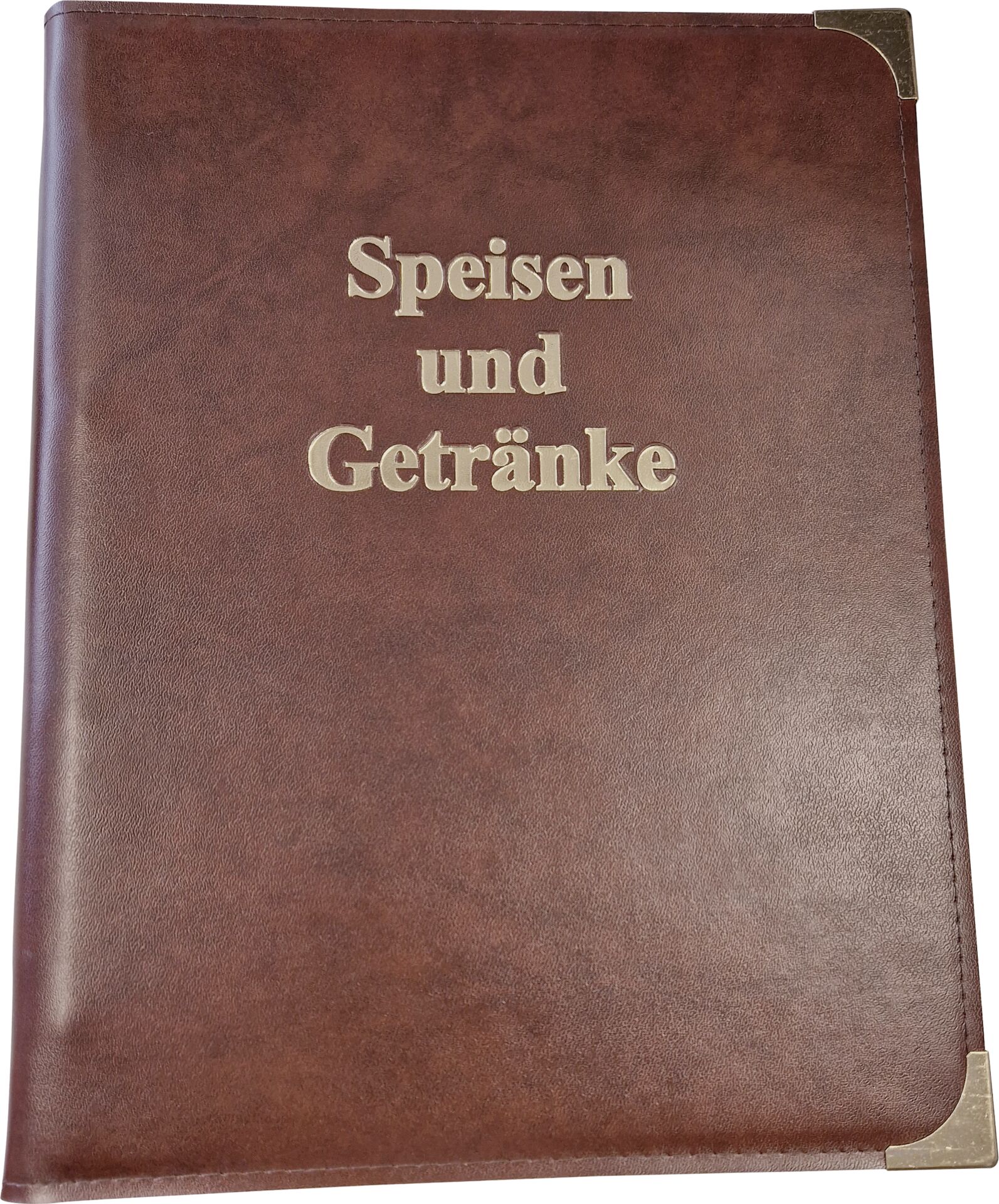 Speisekarte Metallecken gold A4 hellbraun