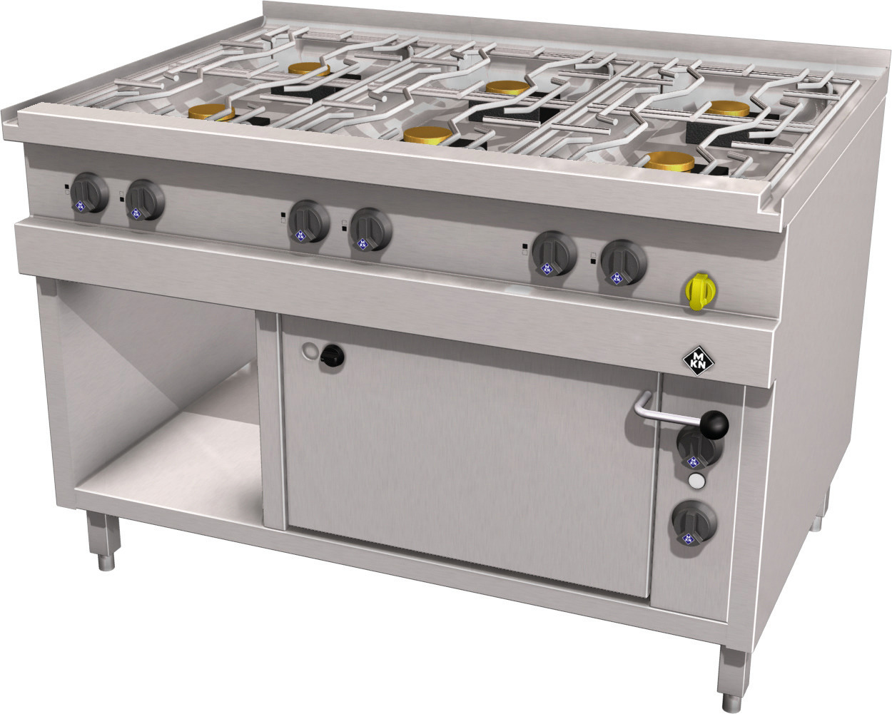Gas-Herd 6-flammig mit Elektrobackofen  GN 2/1 Optima 850