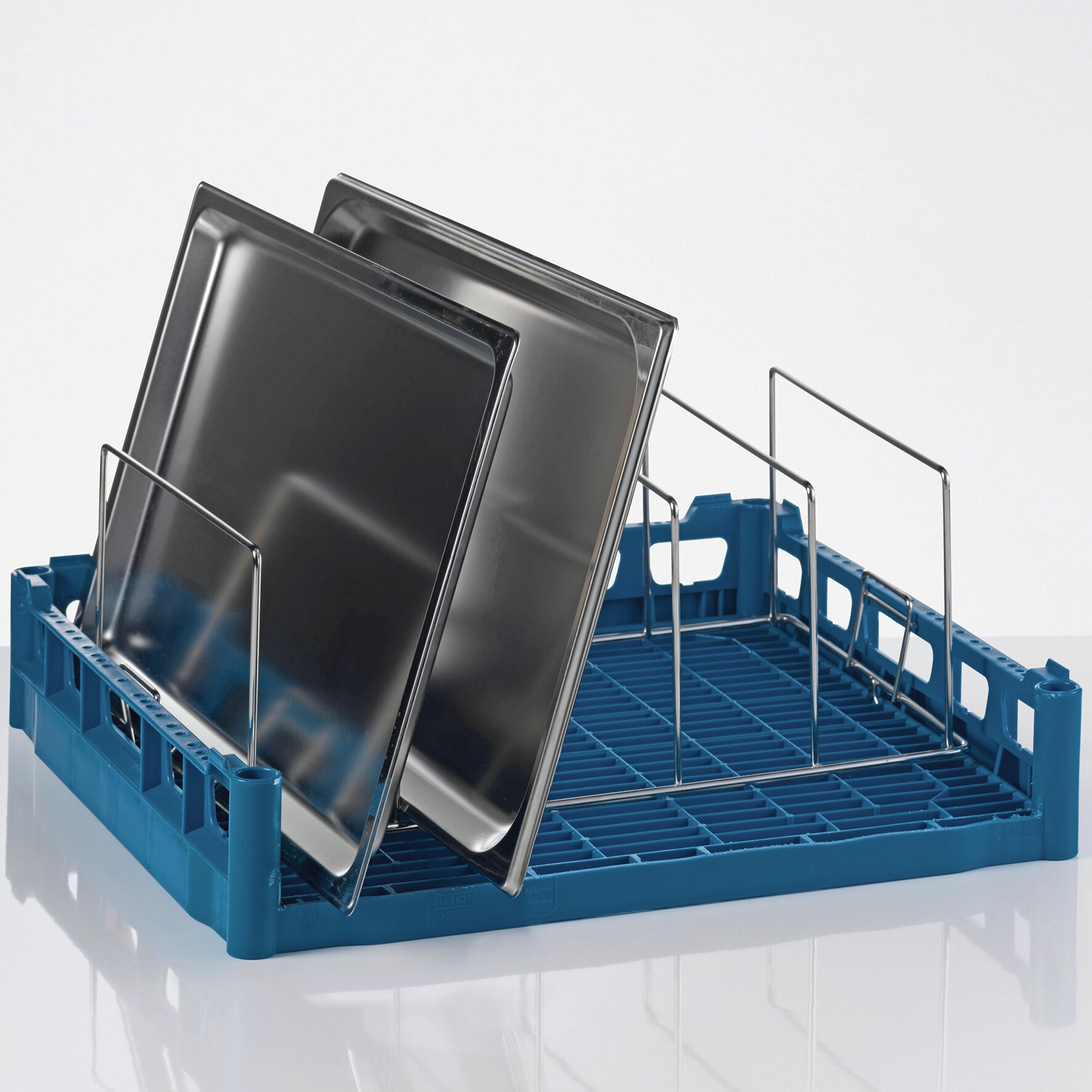 Bleche- / Tabletteinsatz 5 Reihen /  Edelstahl / 420 x 460 x 175 mm