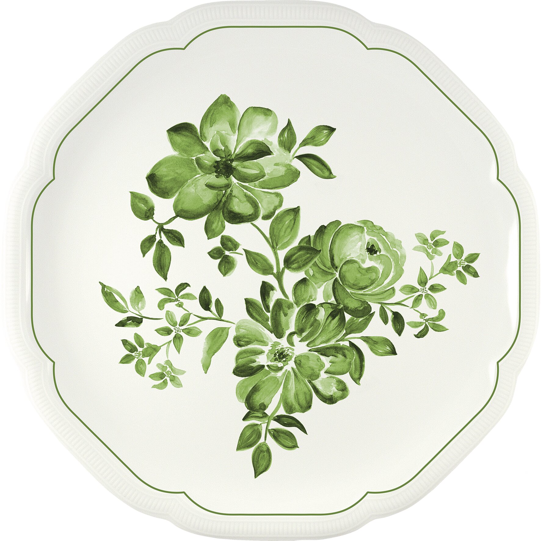 Coupteller flach rund mit Relief 313 mm green Floral Charm