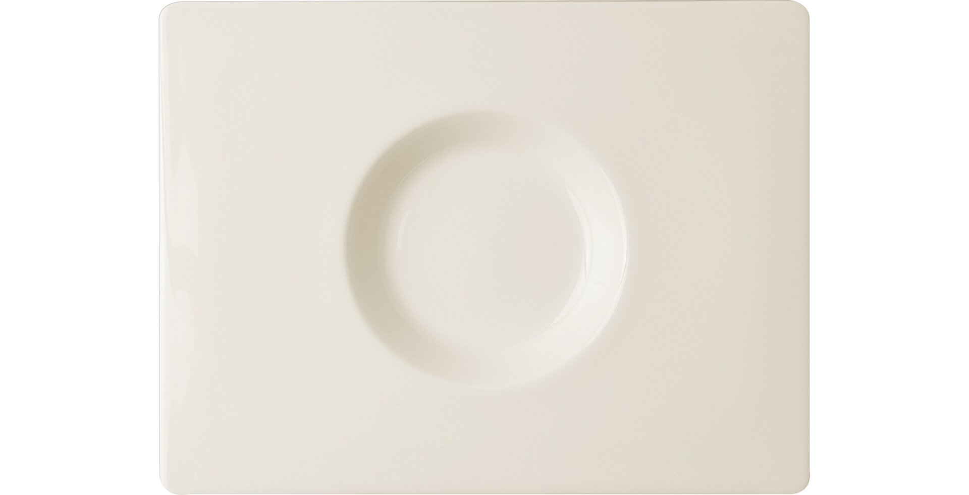Teller rechteckig 1 runde Fläche Cinnamon 290 x 220 mm crème