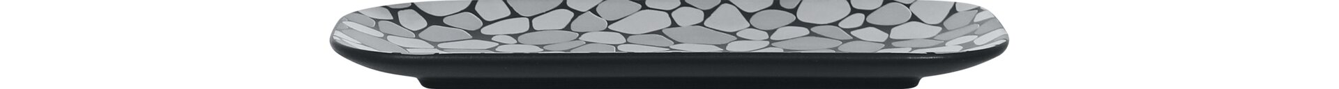 Platte rechteckig 220 x 110 mm silber / schwarz