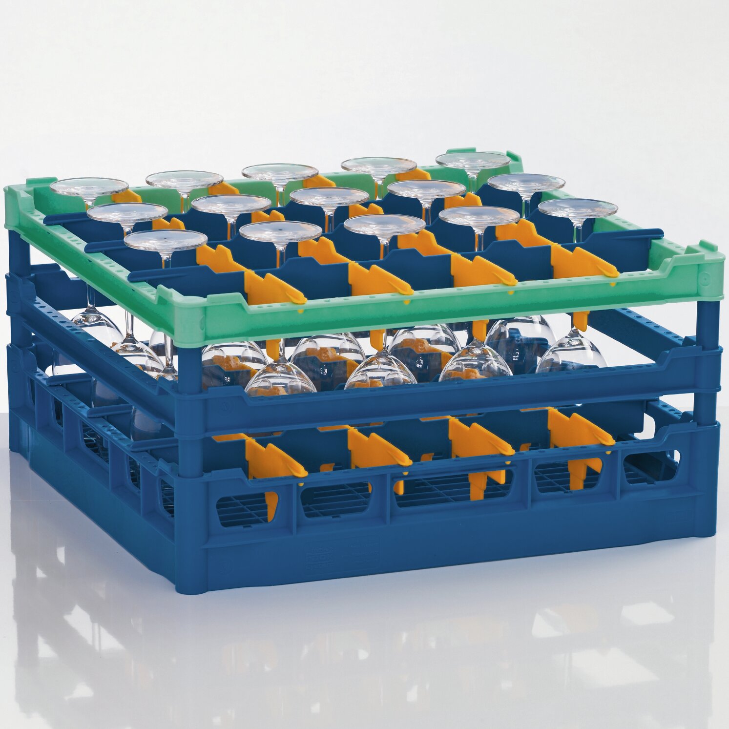 Gläserkorb Kunststoff für 20 Gläser / 500 x 500 mm / max. Glashöhe 210 mm grün