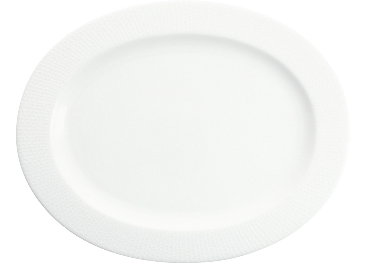 Platte oval mit Fahne 365 x 290 mm weiß Amanda