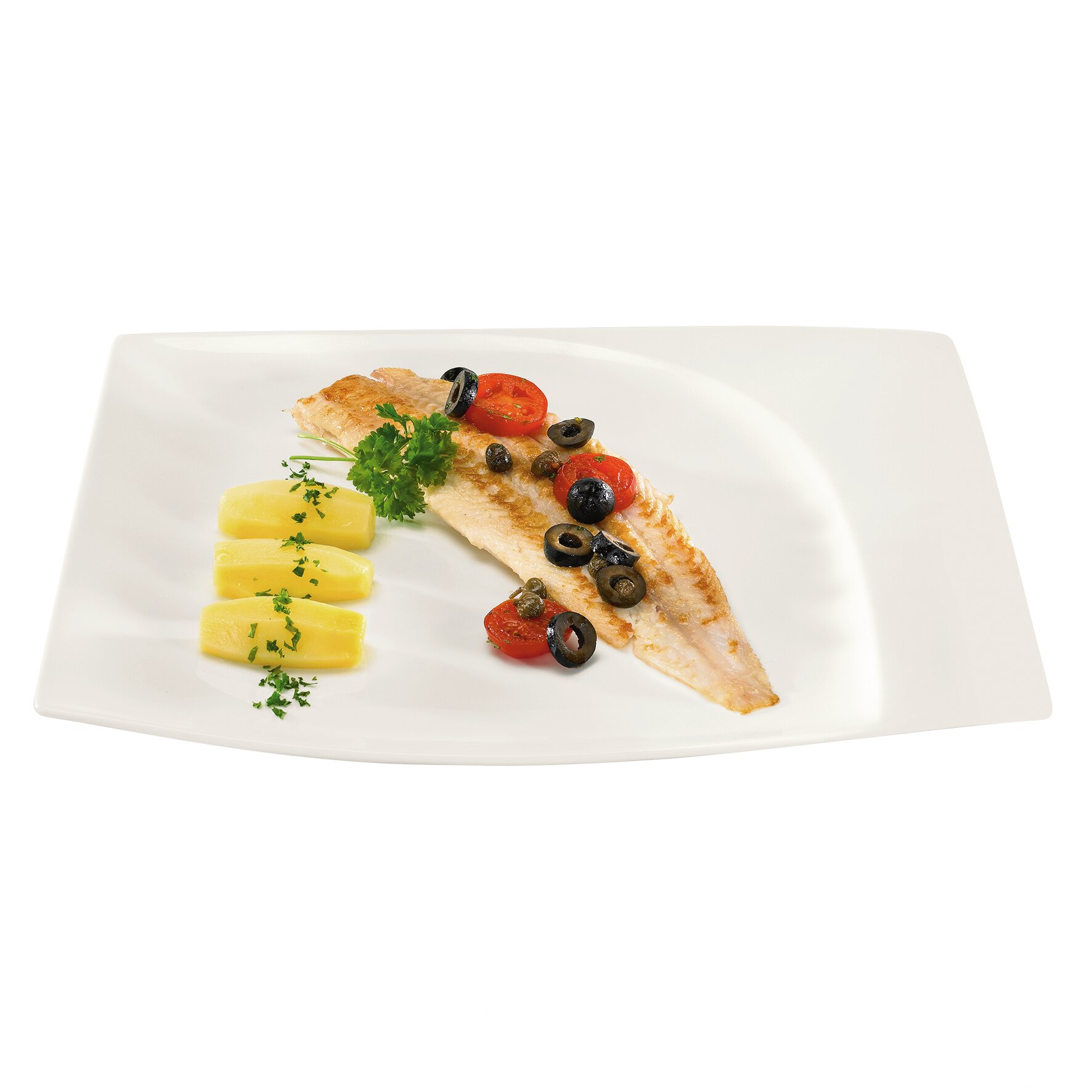 Teller flach quadratisch 260 x 234 mm creme Mazza