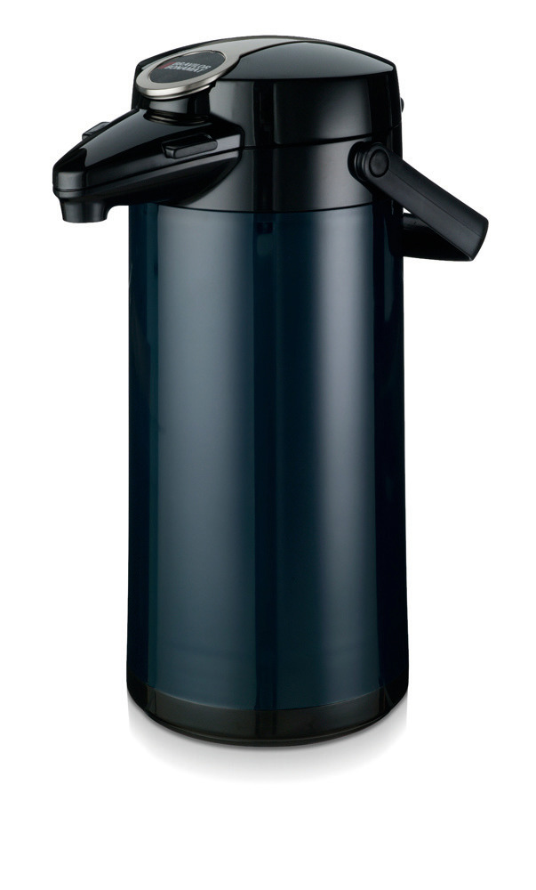 Isolierkanne Furento 2,20 l / mit  Druckhebel / mit Glaseinsatz blau