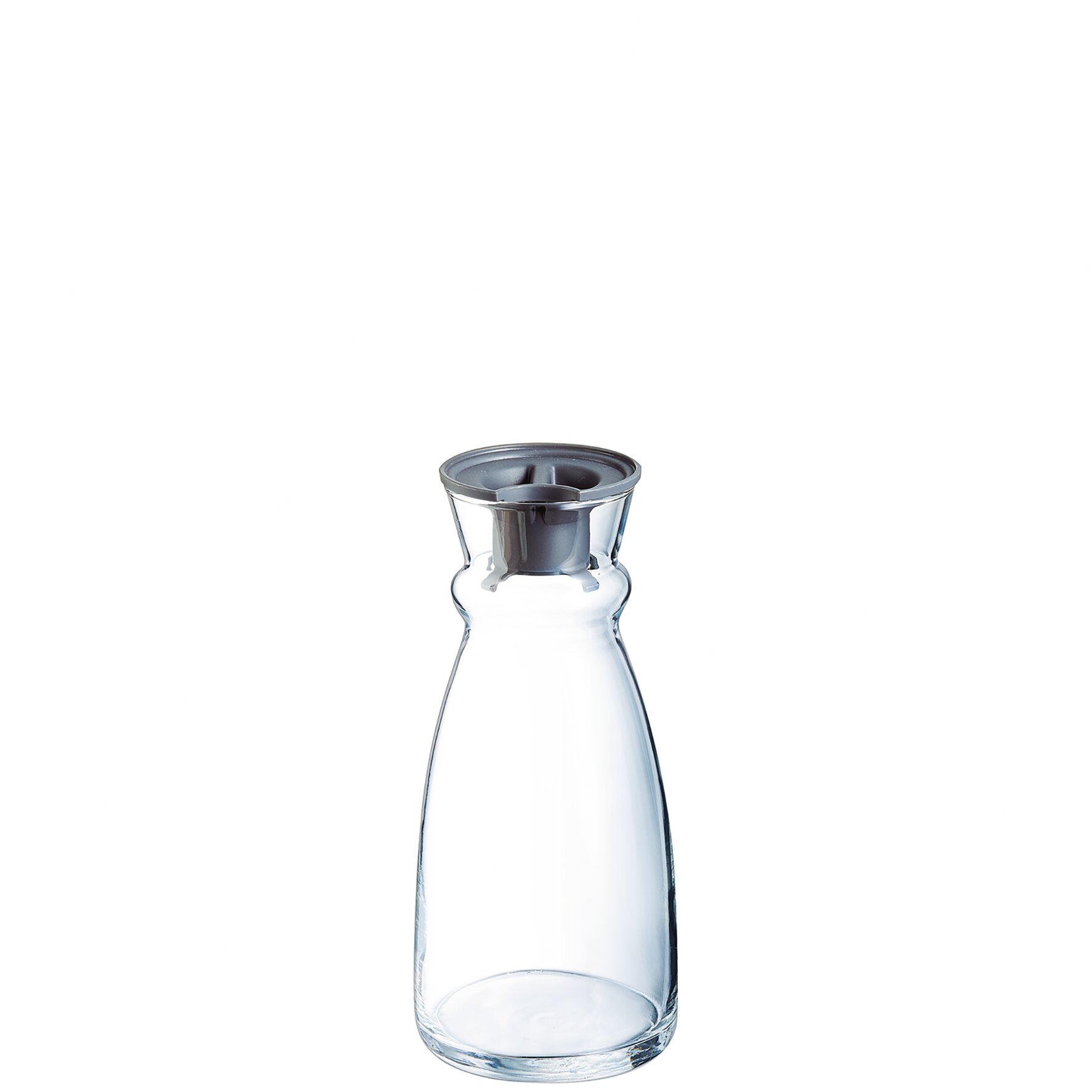 Karaffe mit schwarzem Kunststoffdeckel 107 mm / 0,75 l transparent