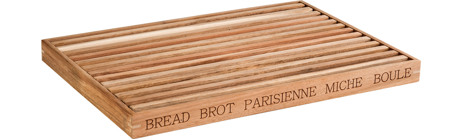 Brotschneidebrett 480 x 340 x 35 mm + herausnehmbares Krümelfach Akazienholz