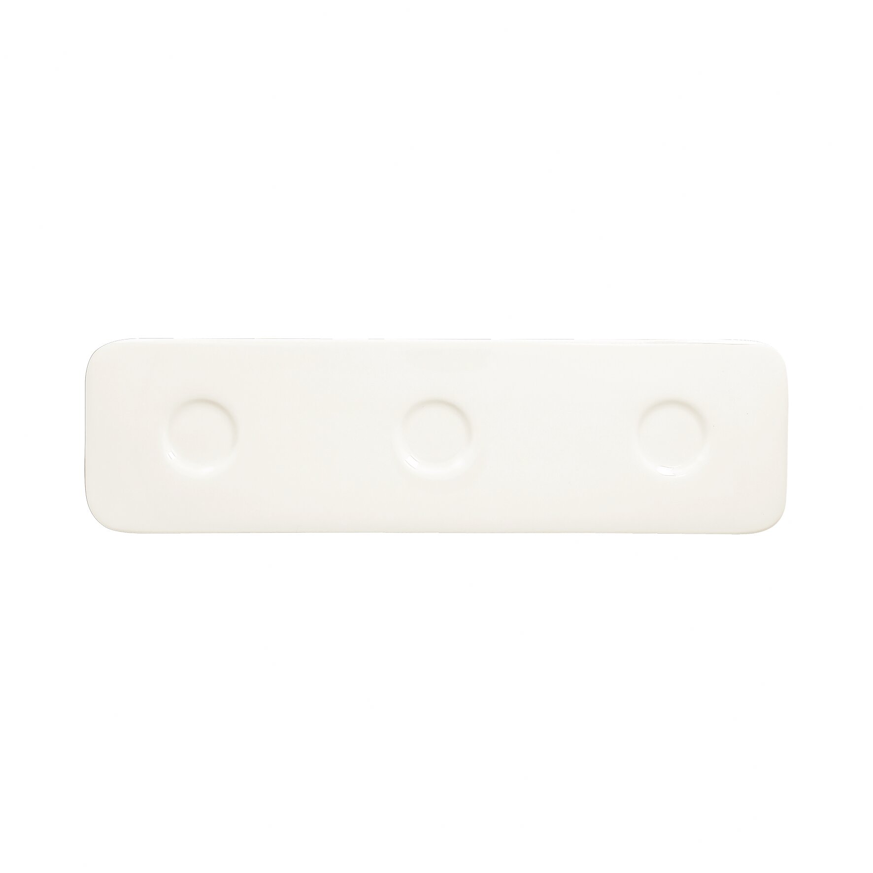 Platte rechteckig shaped mit 3 Ringen 360 x 100 mm plain-white