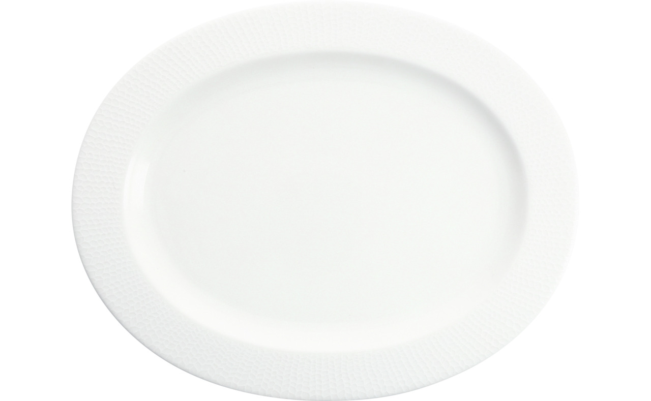Platte oval mit Fahne 312 x 247 mm weiß Amanda