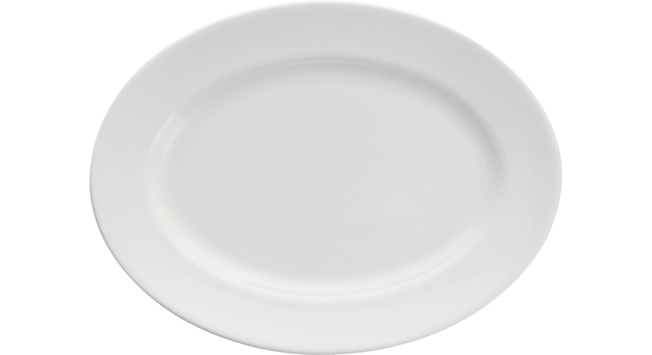 Platte oval mit Fahne 290 mm weiß Snow