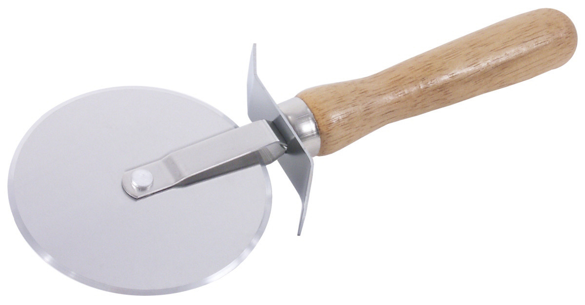 Pizzaschneider 255 mm Rädchen 100 mm mit Holzgriff und Fingerschutz