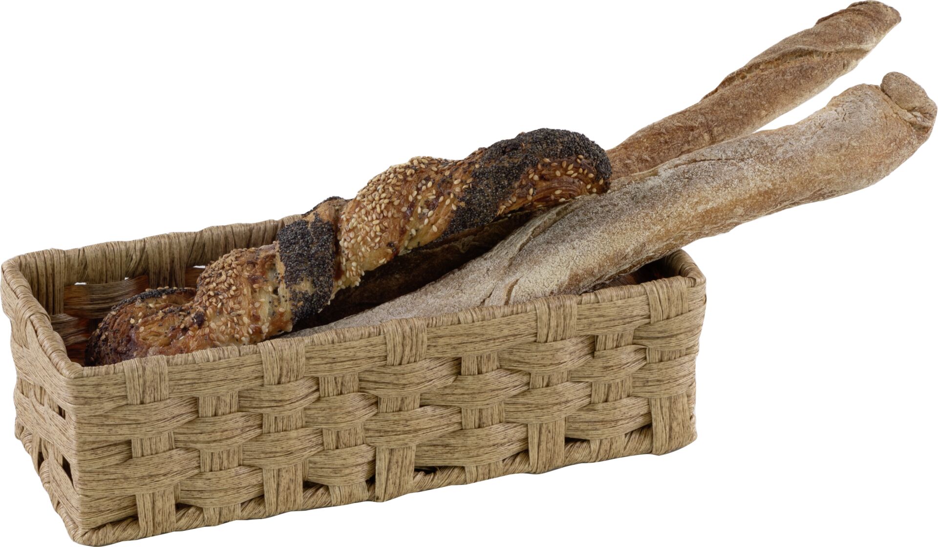 Korb rechteckig, beige, Polyrattan 27x12 cm H:8cm