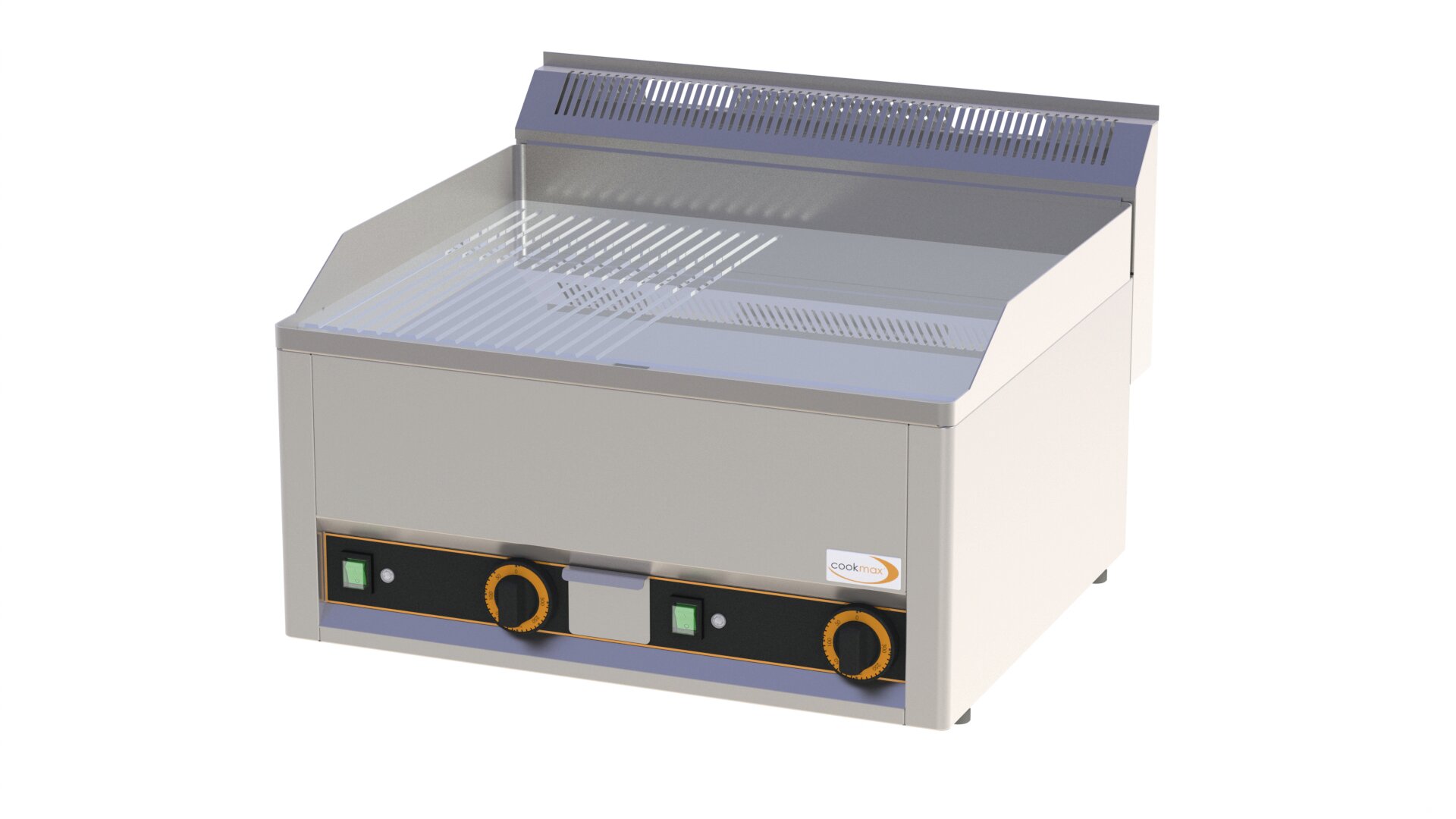 Elektro-Grillplatte verchromt 1/2 gerillt 1/2 glatt 2 Heizzonen