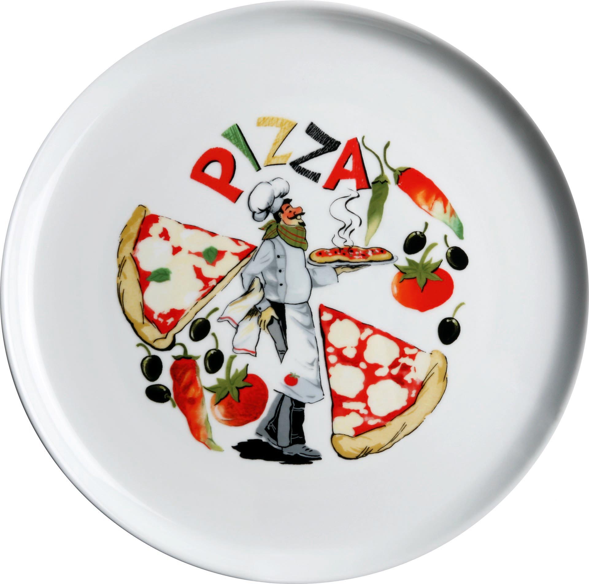 Pizzateller weiß mit Dekor "Pizza" 30 cm Pizzateller weiß mit Dekor "Pizza" 30 cm