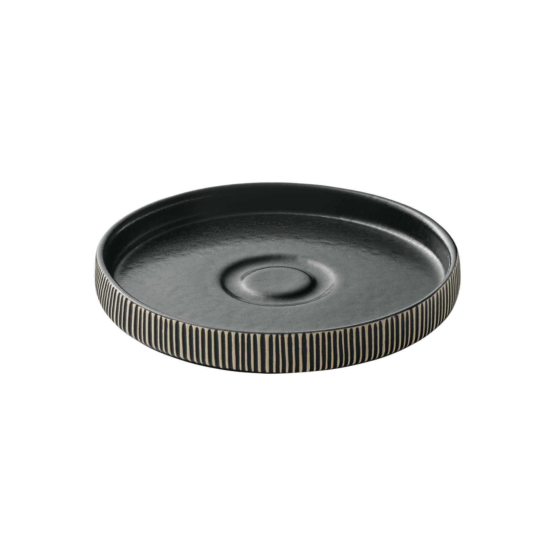 Untertasse rund Relief 150 mm schwarz / weiß Nara schwarz/weiß